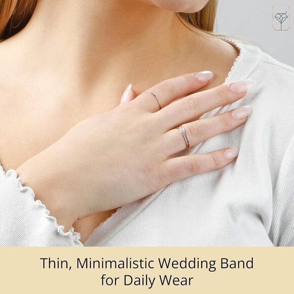 Solid14k Gold Wedding Band Ring for Women in Rose Gold, White Gold, Yellow Gold - Picture 3 of 7